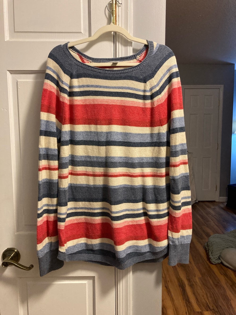L.L. Bean Striped Crewneck Sweater - Red, Blue & Cream